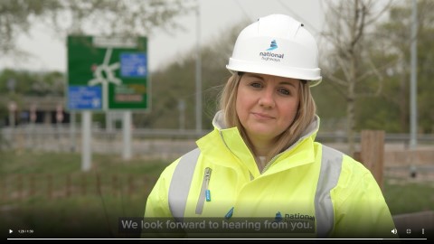 An image of Katherine Liddington standing at M5 Junction 25. Click on this image to go watch a welcome video explaining what we're consulting on and why. 